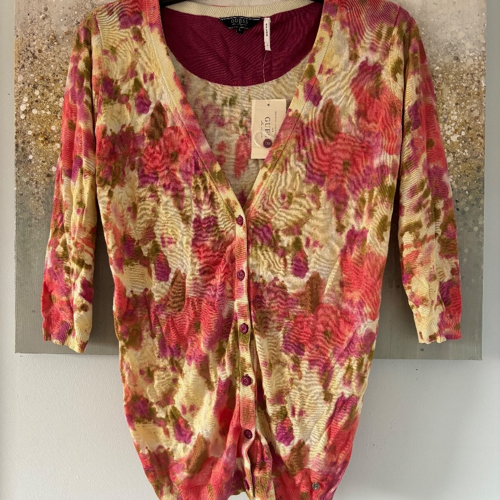 NEW Guess Flower Print Cardigan